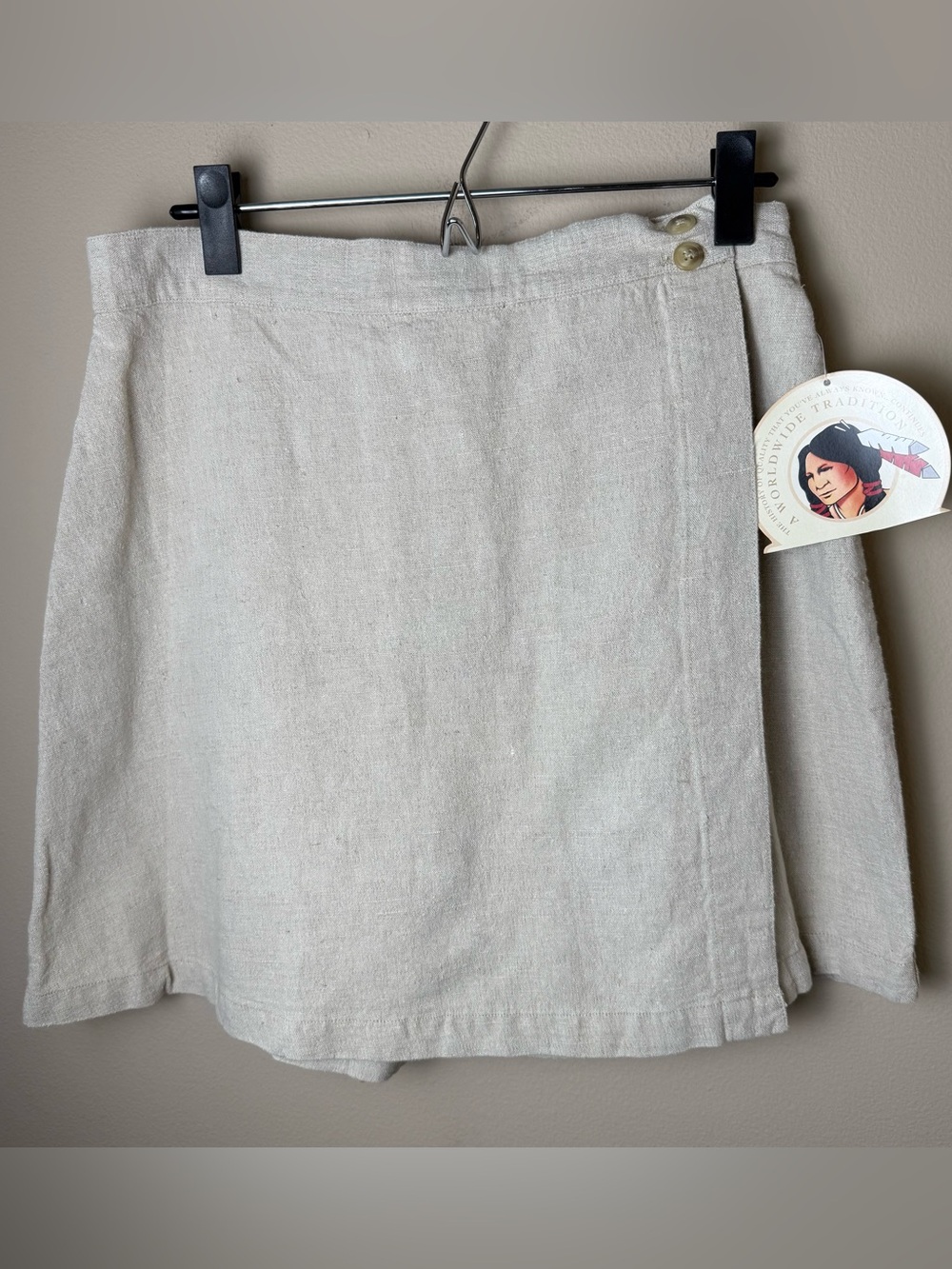 NWT Vintage Cherokee Linen Blend Skort Womens 14 Beige Skirt 90s Minimalist NEW